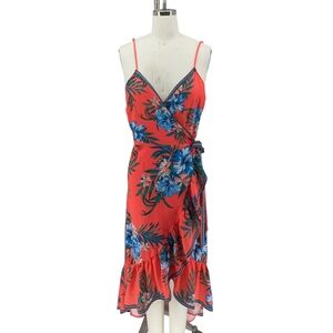 19959 Jealous Tomato Floral Ruffle Dress Pink Blue size Small tropical beach